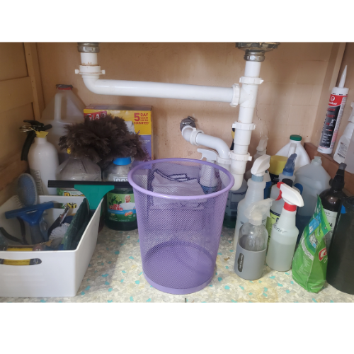 how to organize under kitchen sink